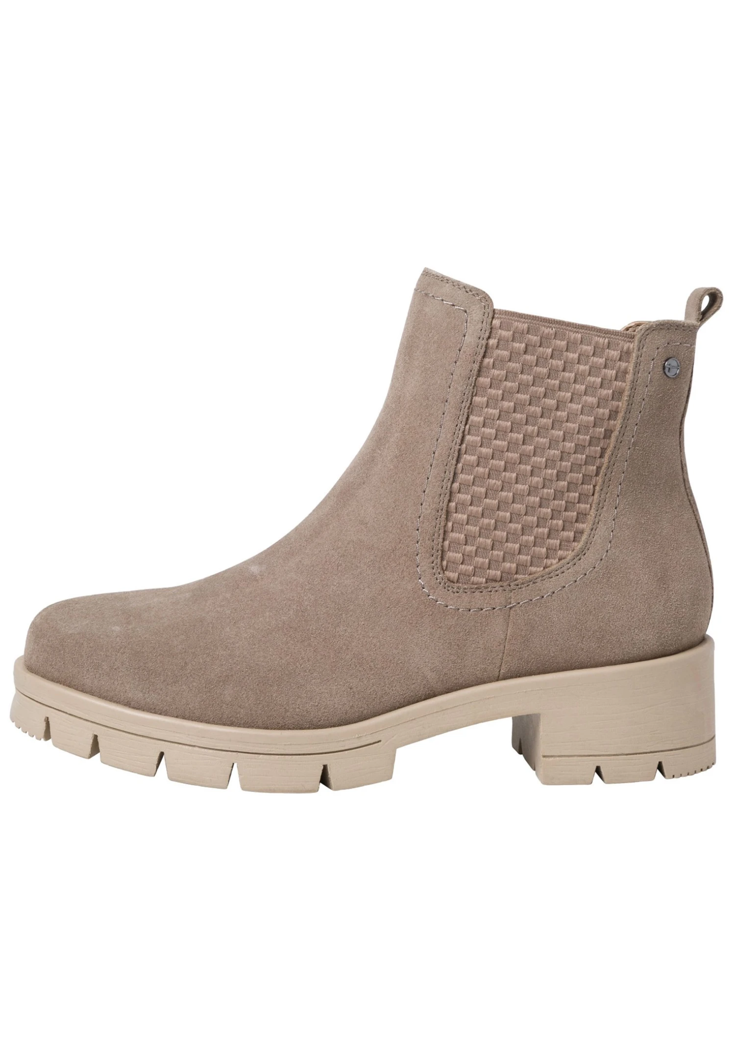 Tamaris Comfort - Enkellaarsjes Met Plateauzool - Taupe Suede 1 Tamaris Comfort - Enkellaarsjes Met Plateauzool - Taupe Suede