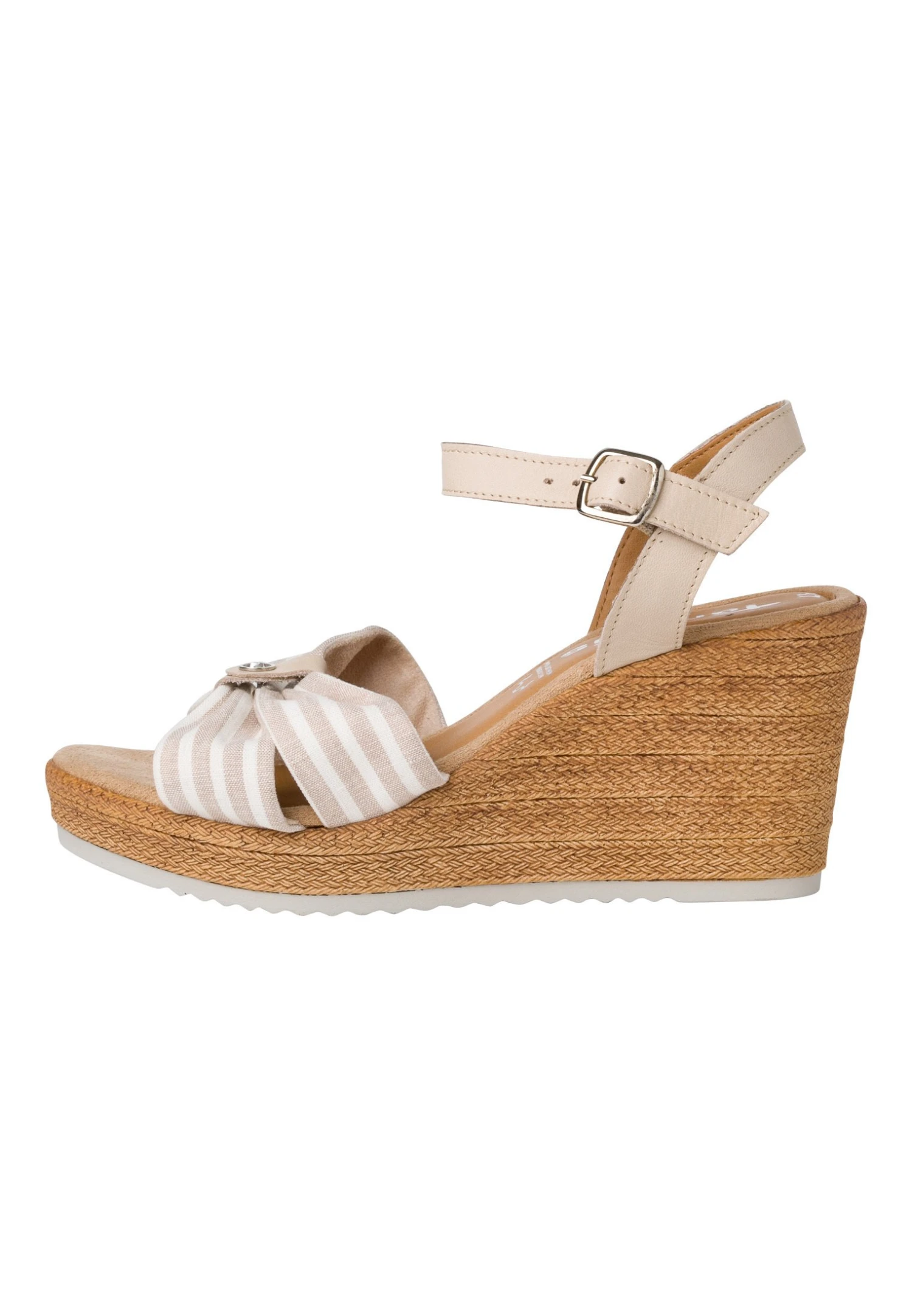Tamaris Sandalen Met Sleehak - Beige Stripes 2 Tamaris Sandalen Met Sleehak - Beige Stripes - Afbeelding 2