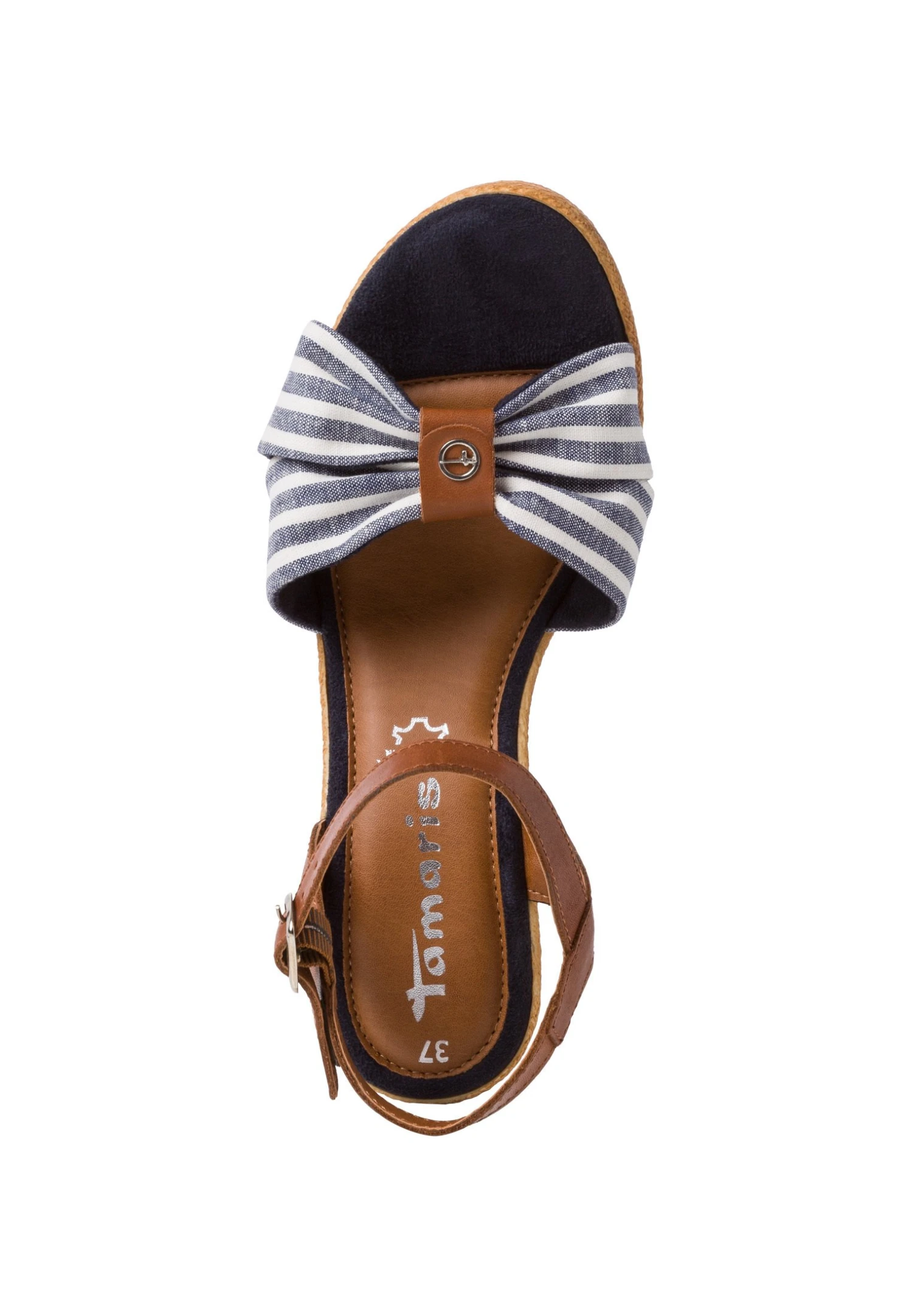 Tamaris Sandalen Met Sleehak - Cuoio Stripes 4 Tamaris Sandalen Met Sleehak - Cuoio Stripes - Afbeelding 4