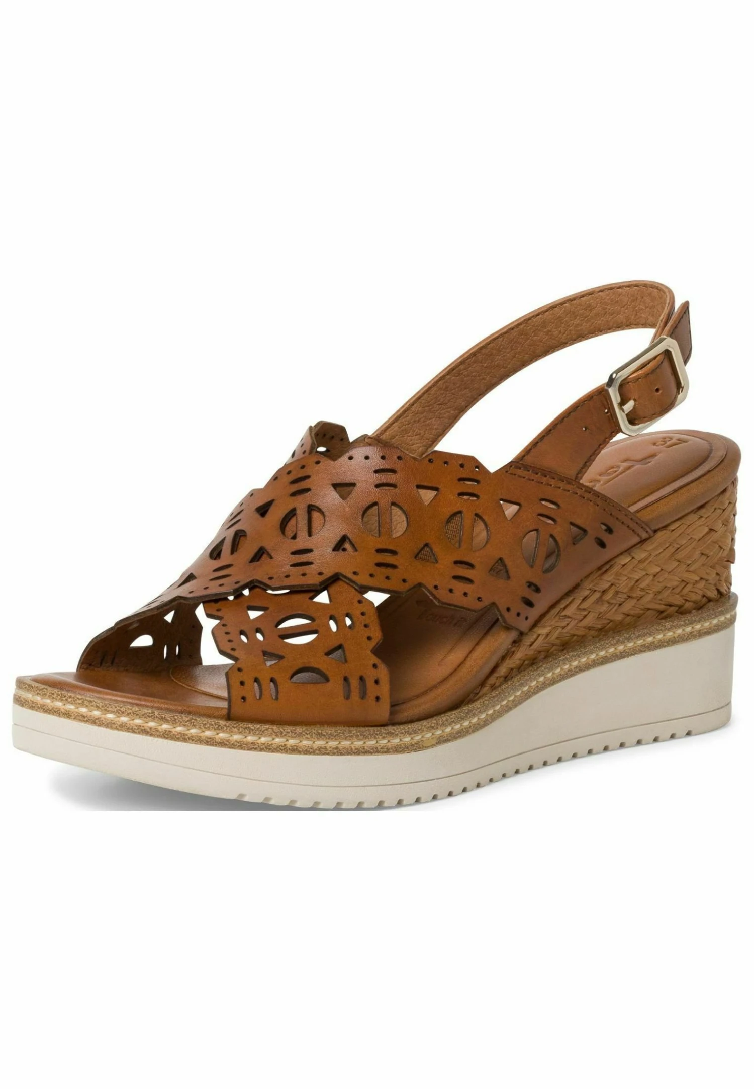 Tamaris Sandalen Met Sleehak - Cognac 2 Tamaris Sandalen Met Sleehak - Cognac - Afbeelding 2