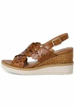 Tamaris Sandalen Met Sleehak - Cognac